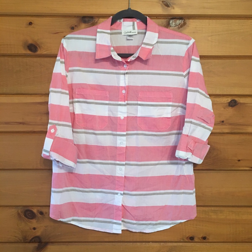 Pink n white striped Jaclyn Smith Top